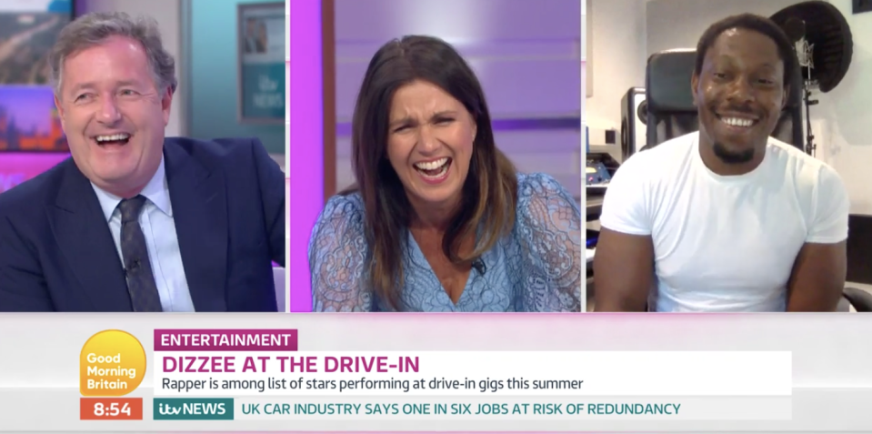 Piers Morgan and Susanna Reid laughed after Dizzee Rascal swore on TV