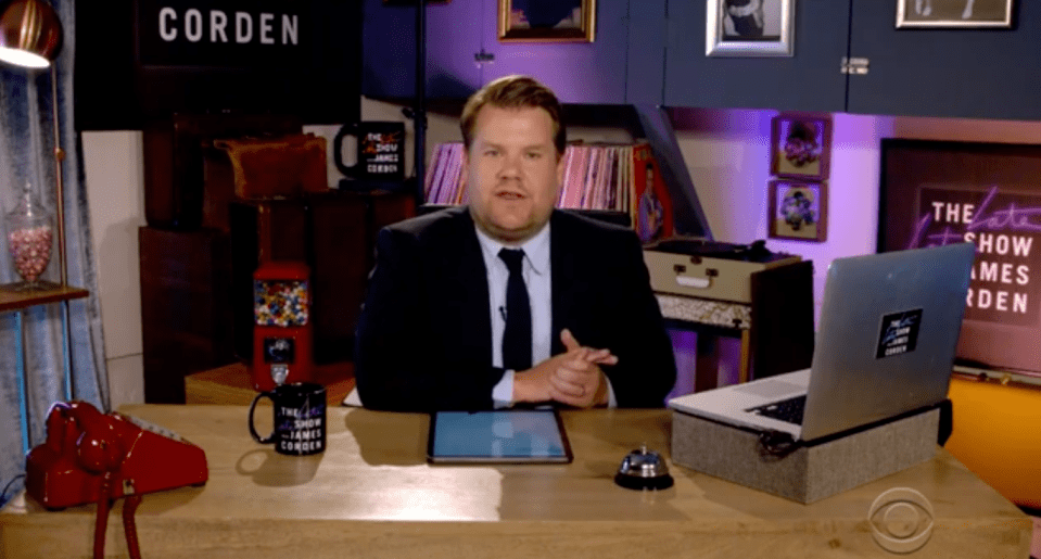 The pair got stuck into the Time Lord banter on James Corden’s Late Late Show