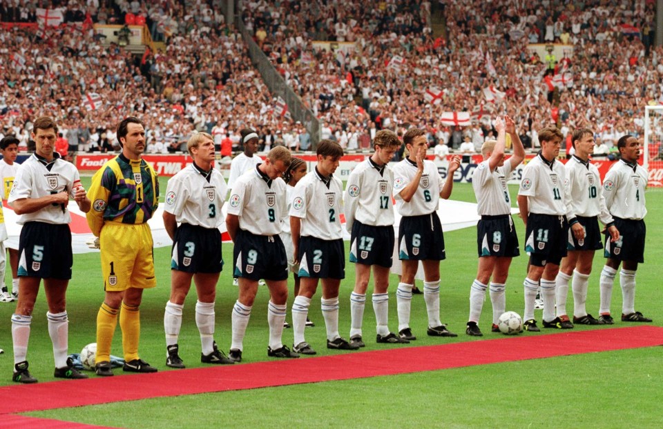 England’s team from Euro 96 has gone down as one of the most legendary