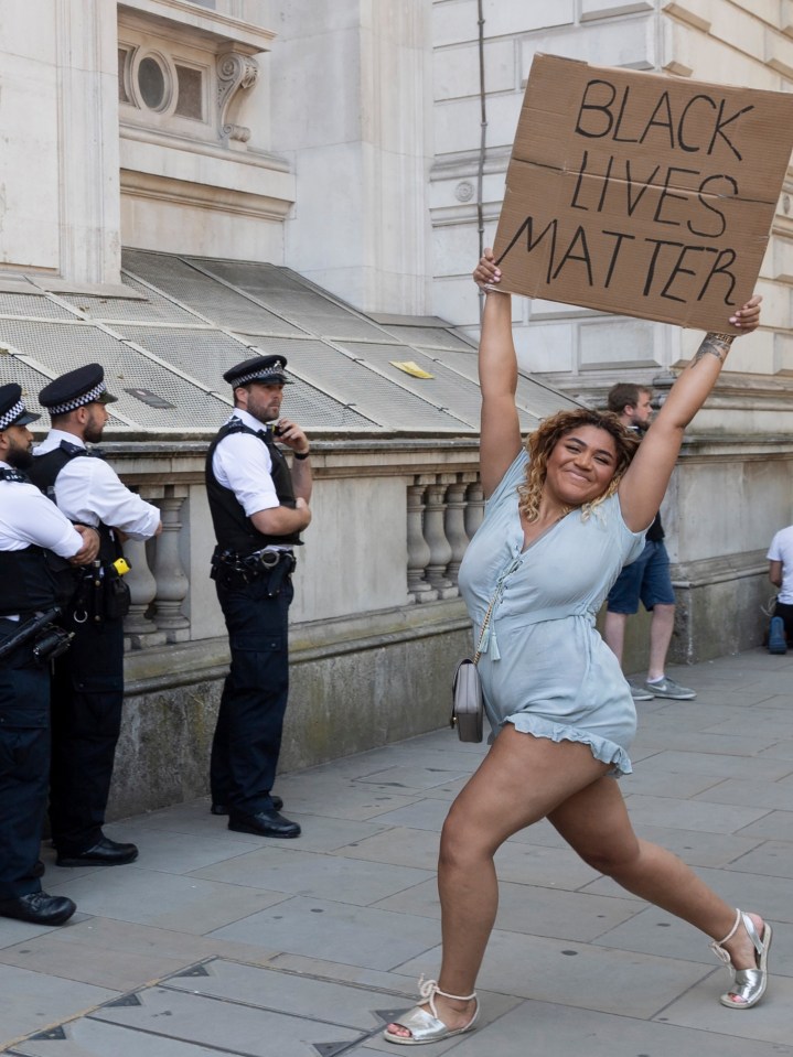 Supporters of Black Lives Matter demonstrate at Whitehall, London, after the death of American George Floyd