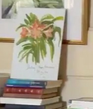 There is a sweet hand-painted watercolour of lilies which is signed by ‘C’ with a kiss