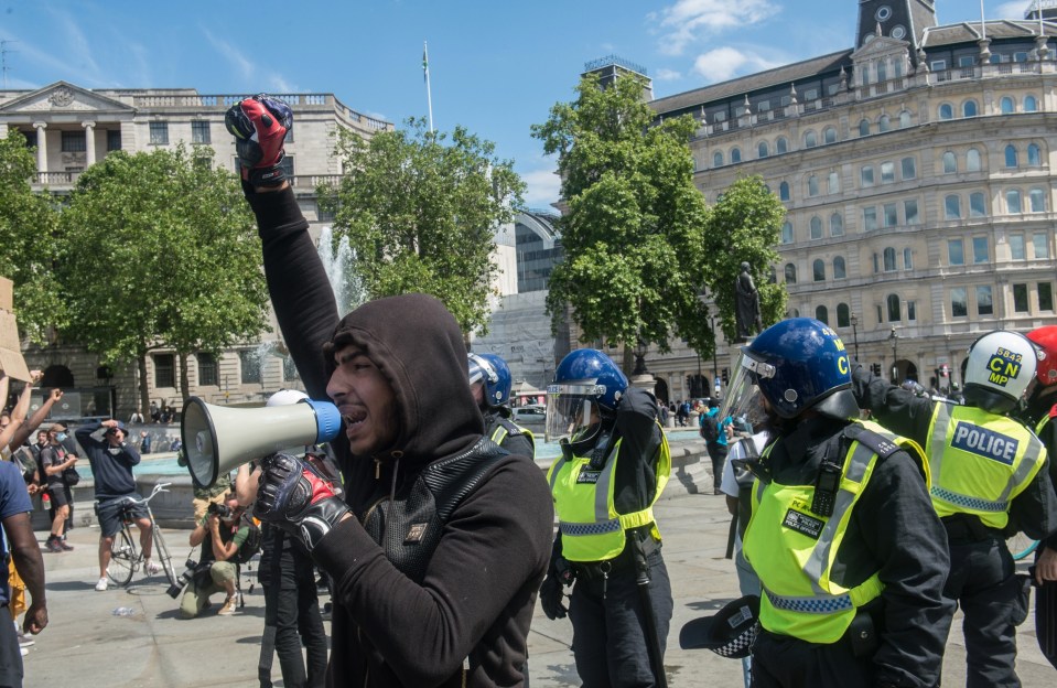 There were clashes between statue campaigners and police