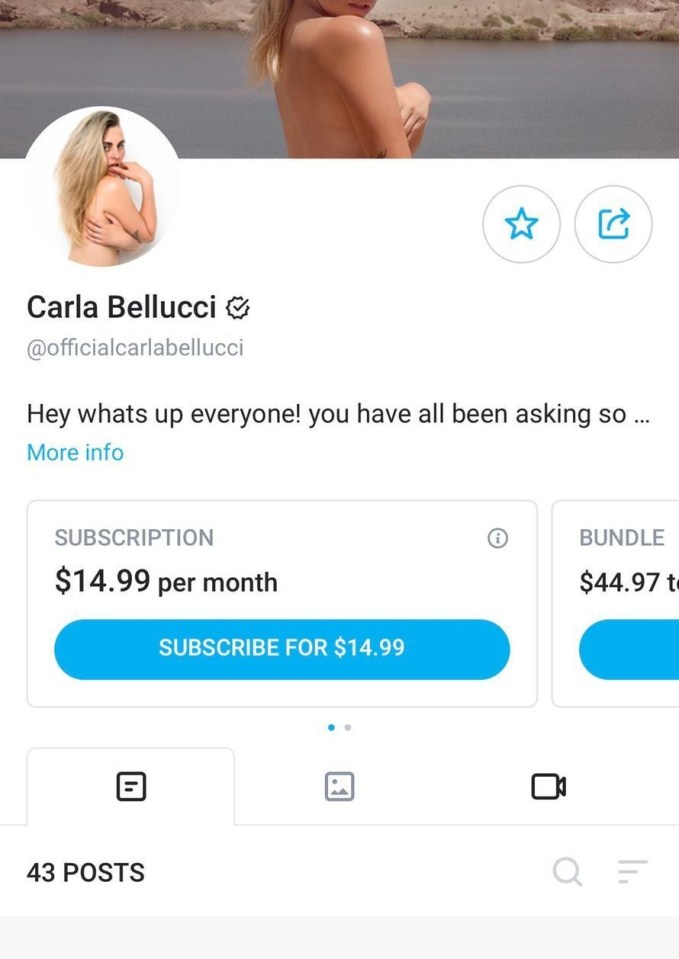 Carla charges fans £12 a month to subscribe