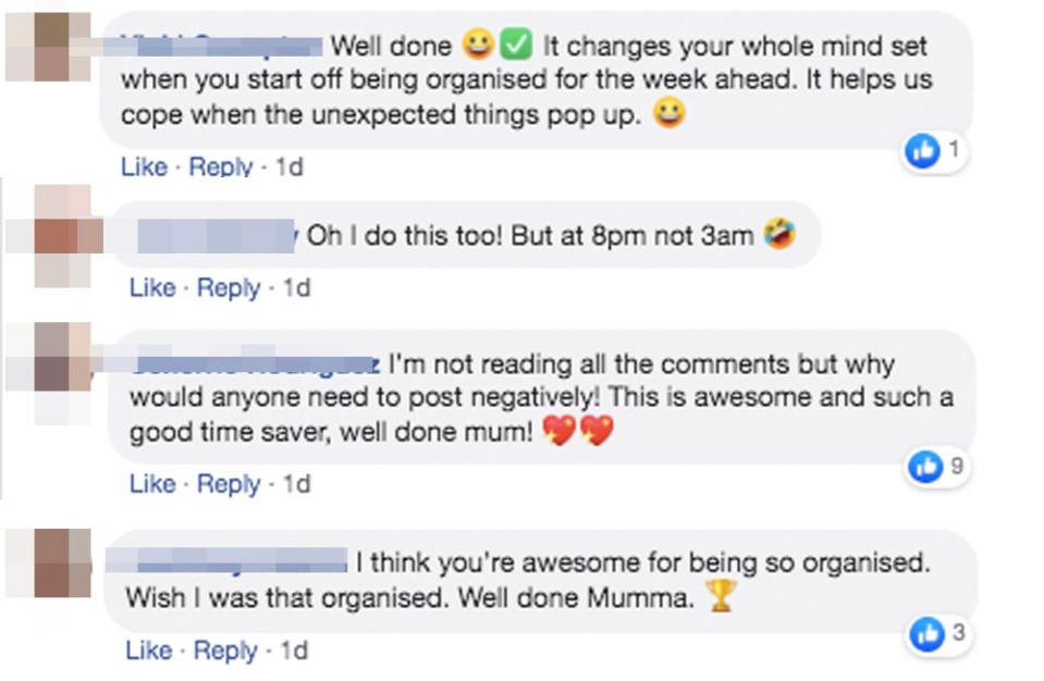 Other parents praised the mum's work