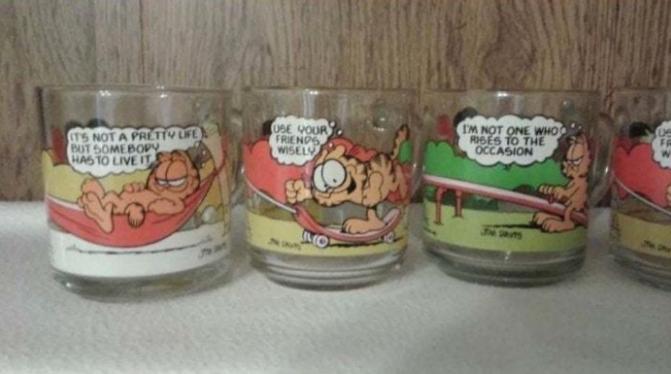  You could once upon a time get your very own glass mug with America's most sarcastic cat, Garfield