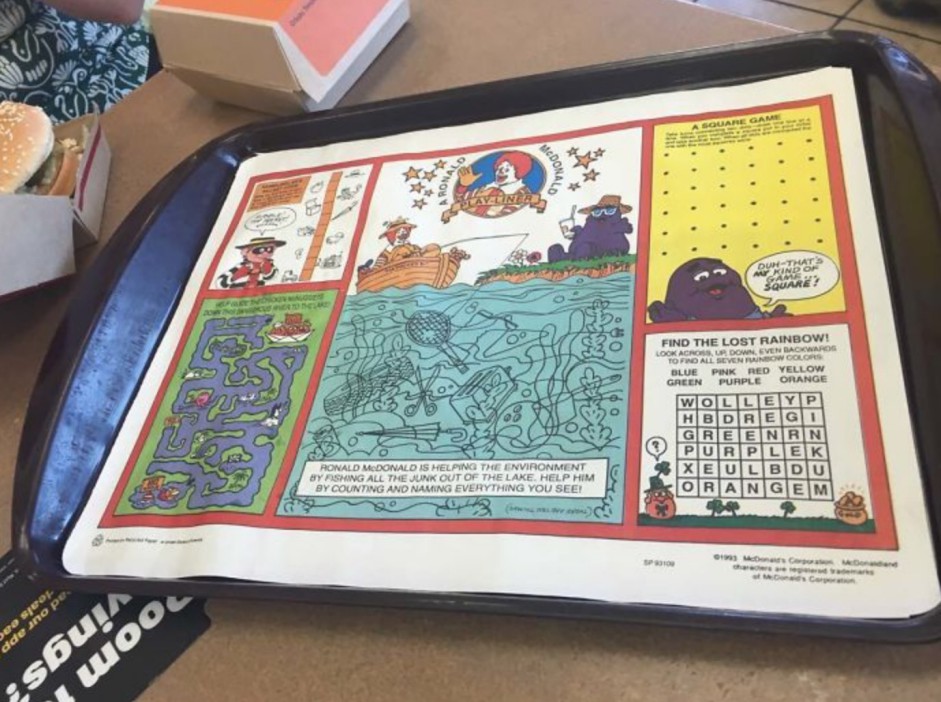  Word searches, puzzles and other games used to be featured on the sheet trays