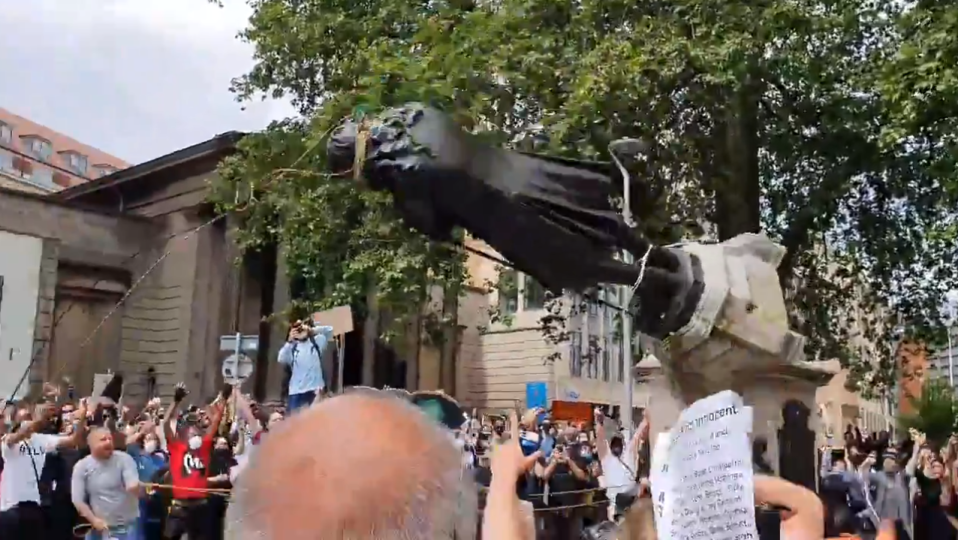 A statue of Edward Colston was toppled in Bristol on Sunday