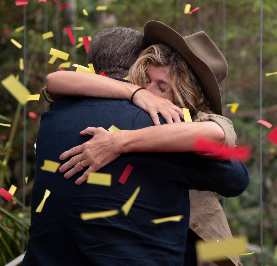 Kate and Derek hugged as they were reunited when she left the I'm A Celebrity jungle