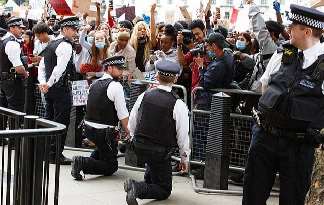 Last month officers outside the Cenotaph took a knee in solidarity with the movement 