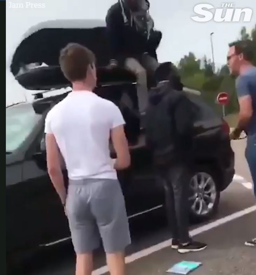 The fuming family accused the migrants of breaking the roof box and asked whether they'd stolen anything