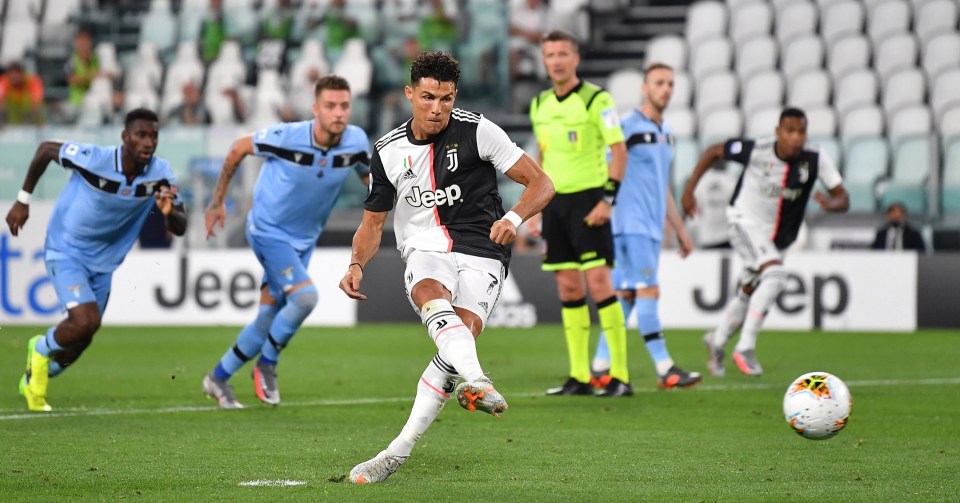 Cristiano Ronaldo slots home a record-equalling 12th penalty of the Serie A season - bringing up an historic 50 top-flight goals in Italy