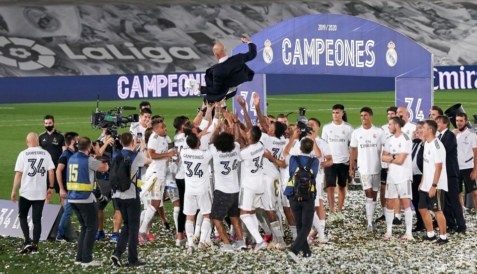 Bale looked unbothered as the Real Madrid squad jubilantly celebrated their LaLiga title win