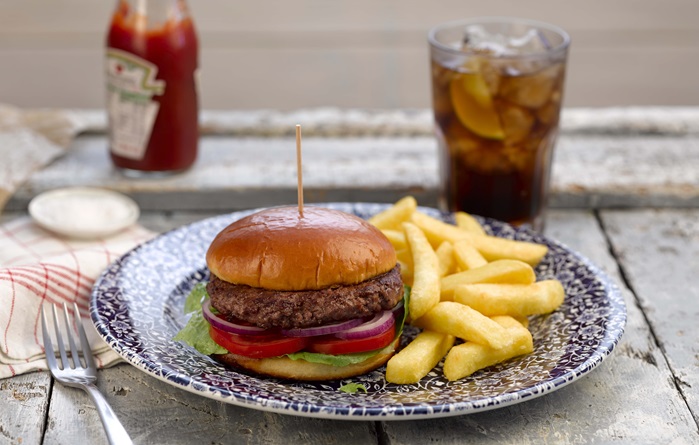 Dinner at 'Spoons will set you back just £2.50 if you order a burger, chips and a soft drink