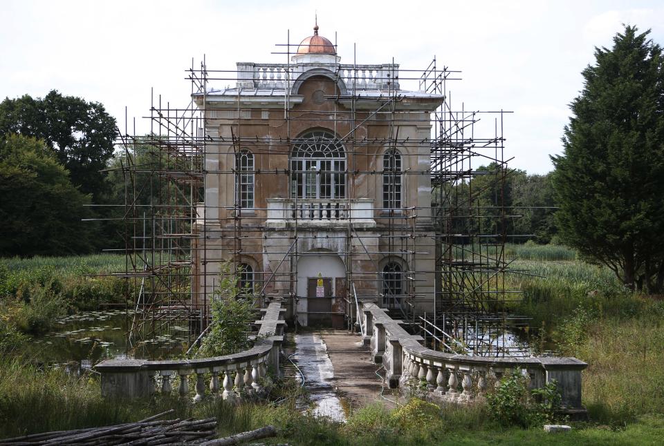 The vast property even has a dome-topped lakeside mausoleum