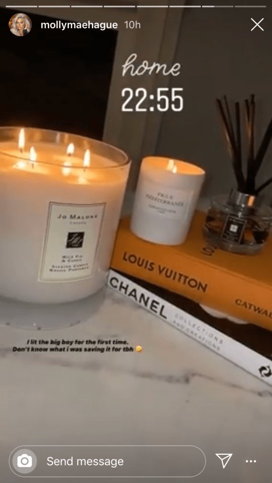 Molly, 21, even lit her best Jo Malone candle for the occasion