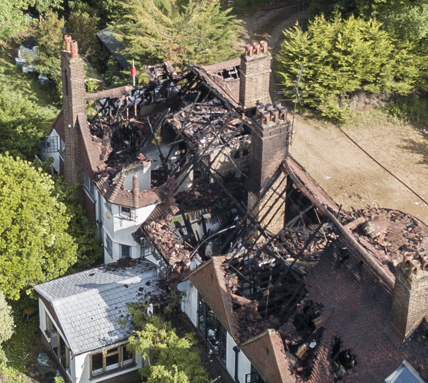 Williams’ home after the blaze in 2019