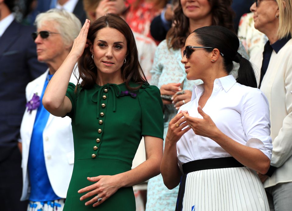 Kate Middleton is seen here with Meghan Markle