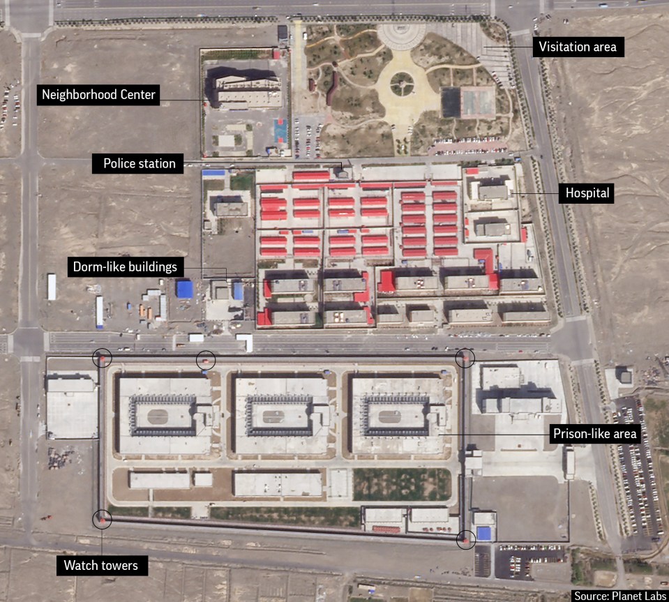 A satellite photo allegedly showing a 're-education' camp for Uighurs