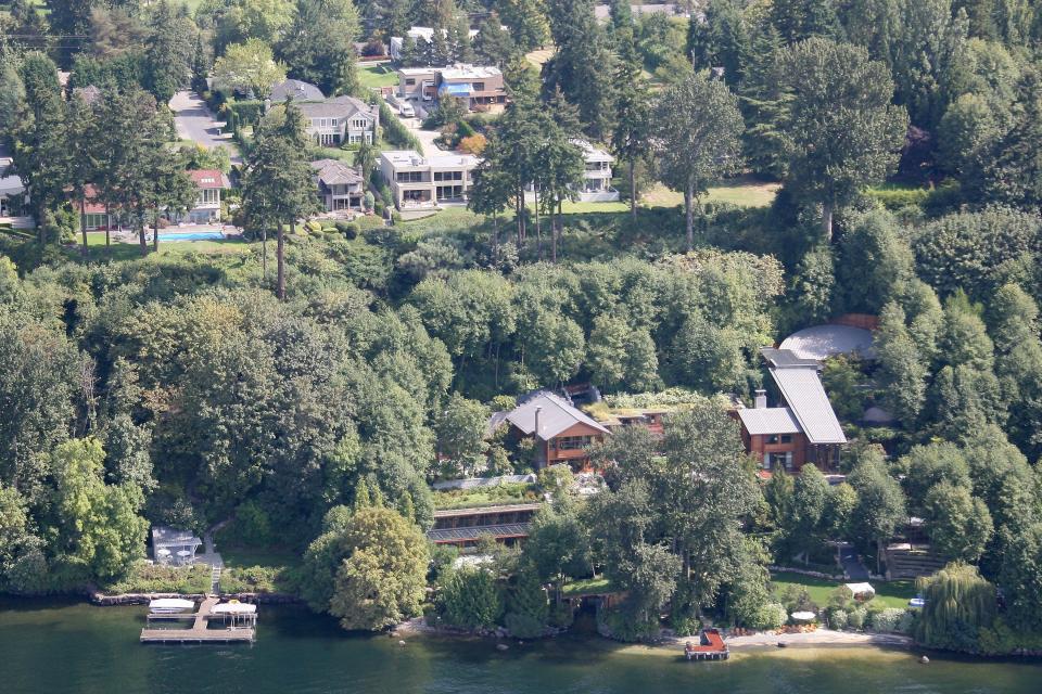 The sprawling estate is on the shores of Lake Washington in Medina, Washington