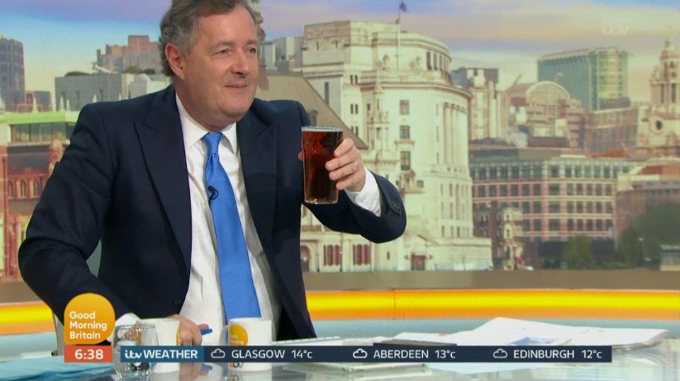 Piers Morgan was gifted a pint of beer at 6.30am on GMB today