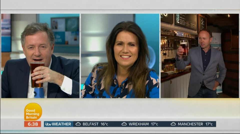 Piers, Susanna Reid and Jonathan Swaine teased the opening of pubs on Saturday