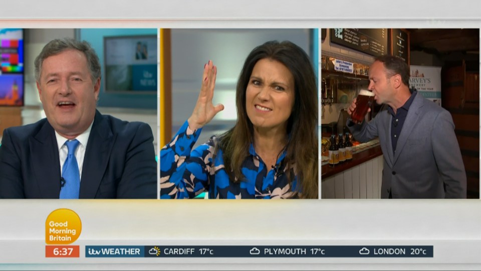 Co-host Susanna Reid was shocked at the early morning drinking