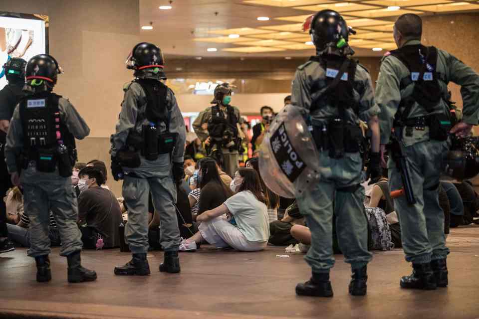 Protesters detained in a mal