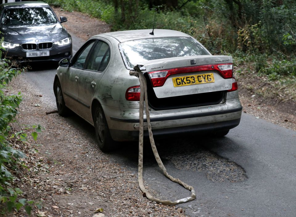 PC Harper was probing the theft of a £10,000 quad bike when he became entangled in a tow strap behind a Seat Toledo (pictured)