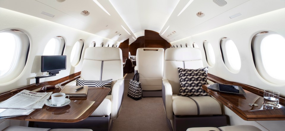 Bernie's Dassault Falcon 7X seats 12