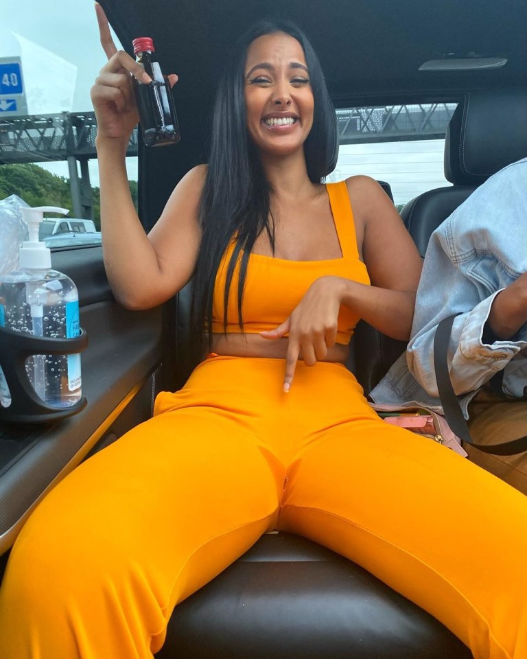 Maya Jama pointed out she'd had a spillage as she headed on a night out