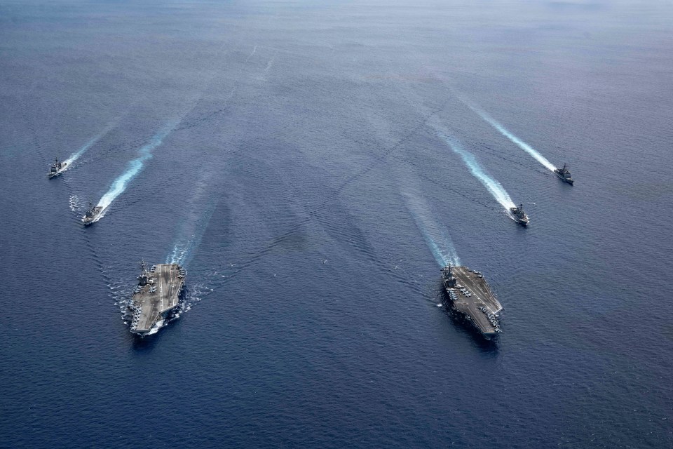 Two US carrier strike groups sailing in the South China Sea