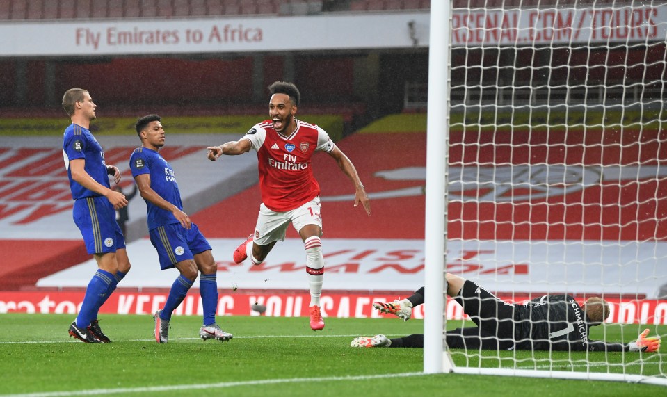 Aubameyang celebrates after poking home his side's opener