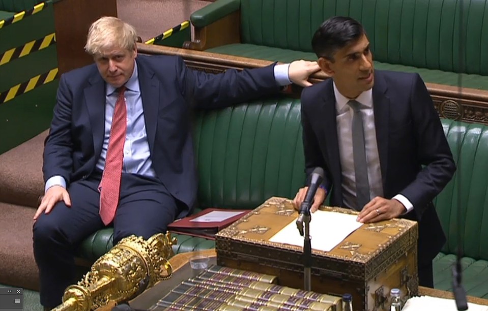 Prime Minister Boris Johnson and Chancellor Rishi Sunak in the House of Commons today