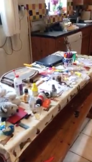 One mother admitted arts and crafts are the main cause of mess in her kitchen and living room