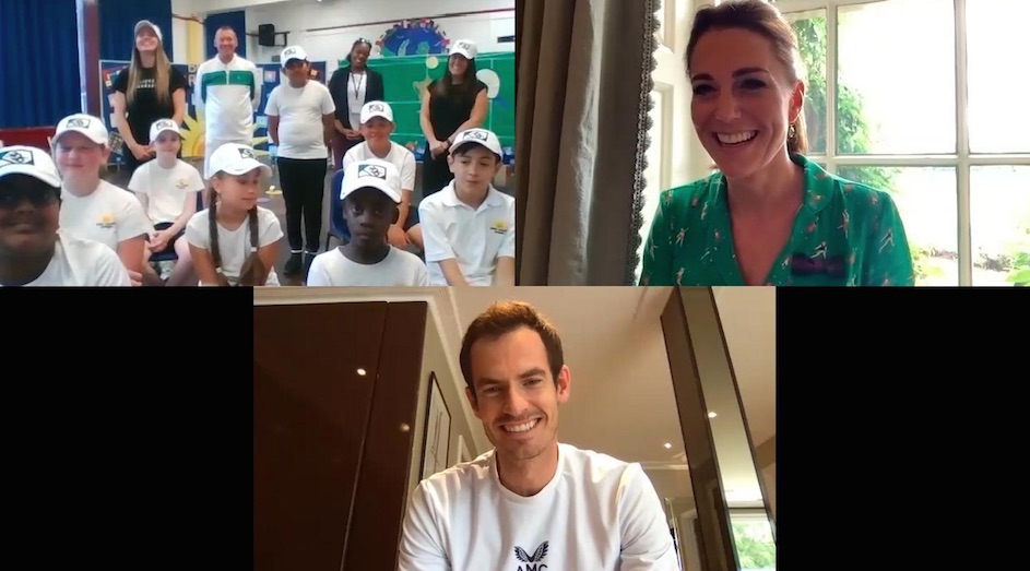 Kate’s latest Zoom was with tennis legend Andy Murray and students from Bond Primary School in Mitcham, south London