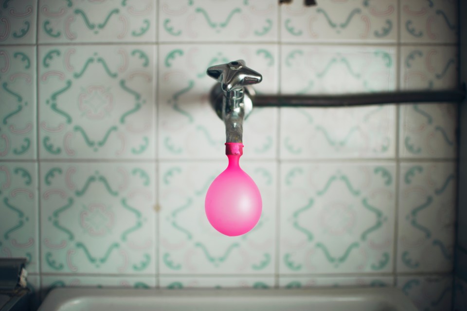 Attach a balloon to the tap and cut-off the bottom to make your tap move