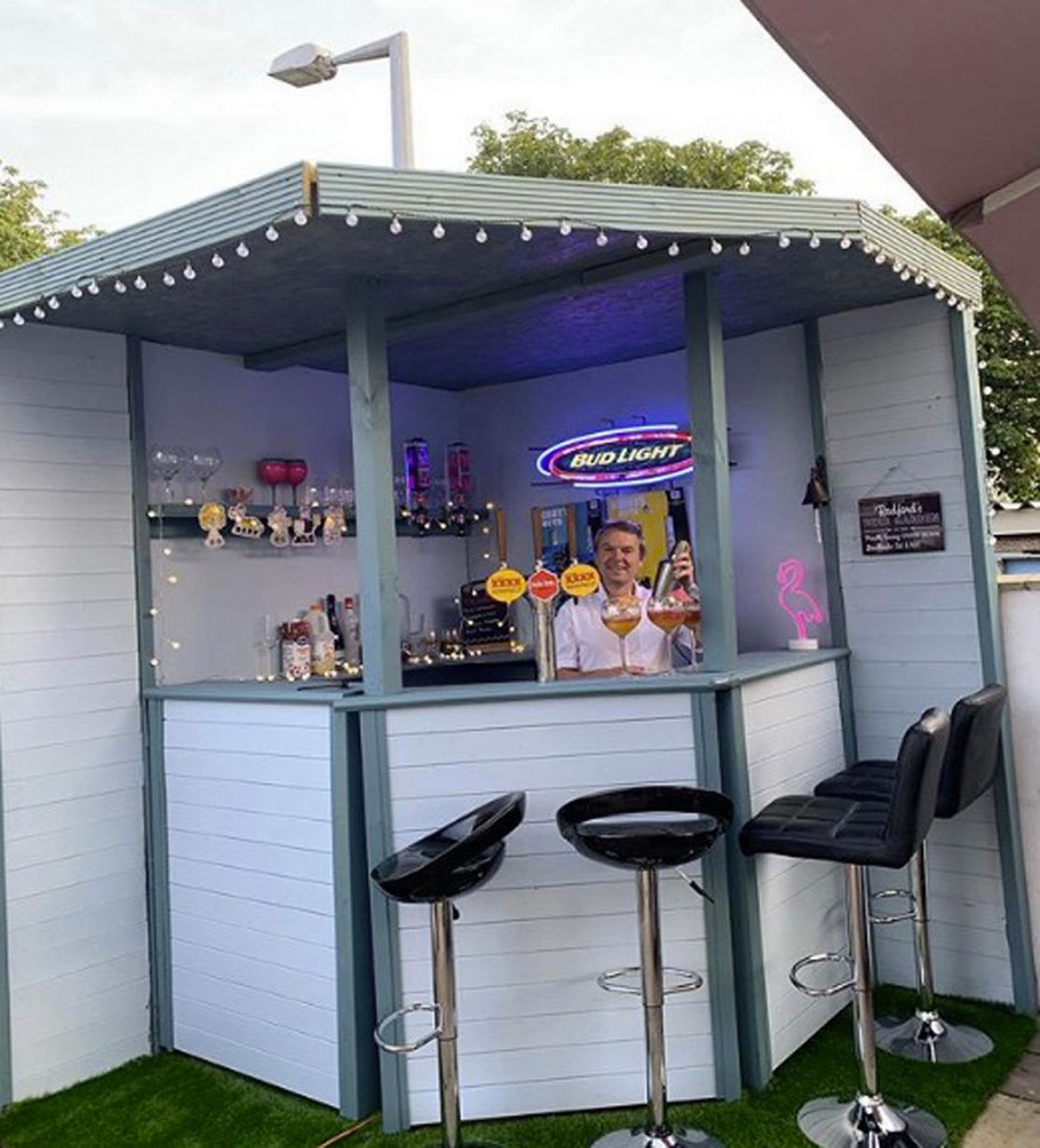 Noel built a bar for the back garden over summer