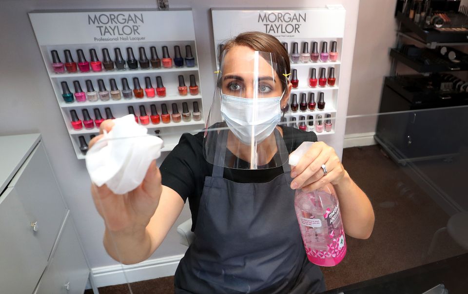 Roberta Dyer, owner of Roberta Beauty Redefined in Knutsford, Cheshire, prepares to reopen her beauty salon