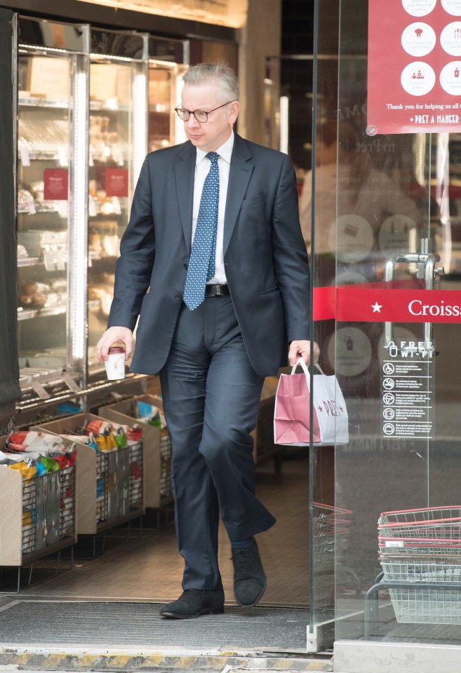 Michael Gove picked up a bite to eat and a coffee at Pret in Westminster today, but he wasn't wearing a mask