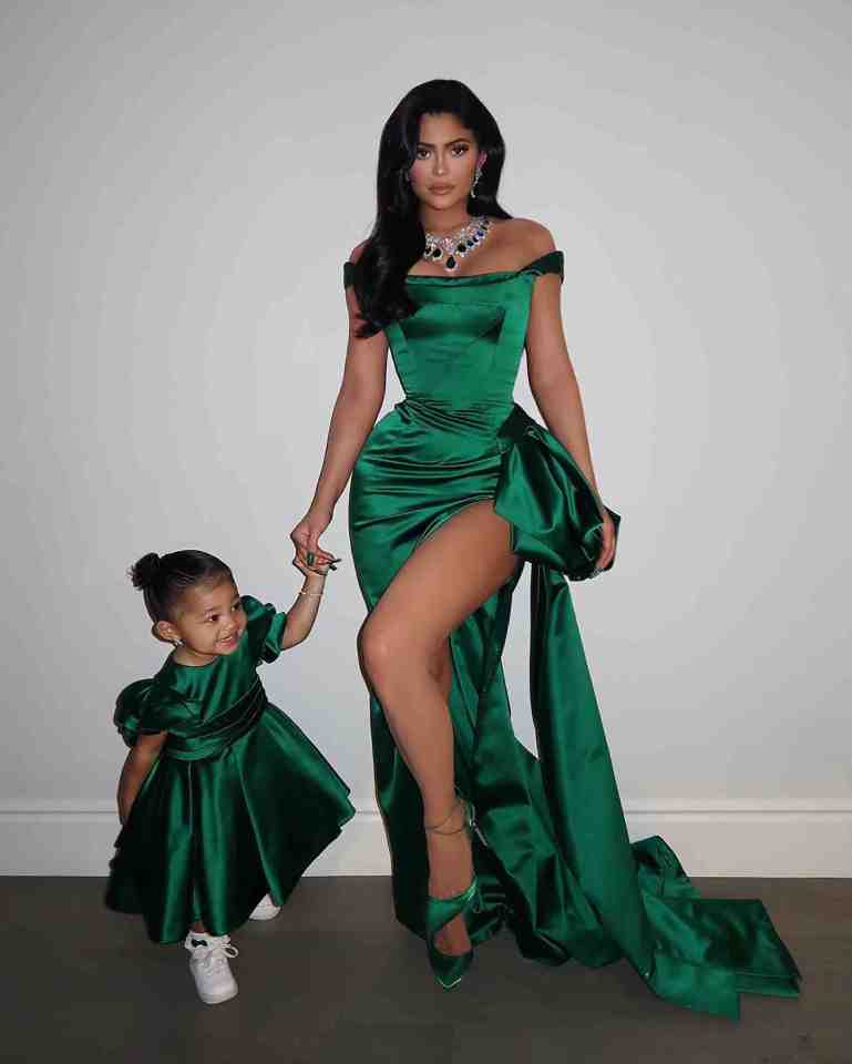 Celebrities like Kylie Jenner take fashion inspiration from their daughters, here Kylie and two-year-old Stormi are wearing the same party frocks 