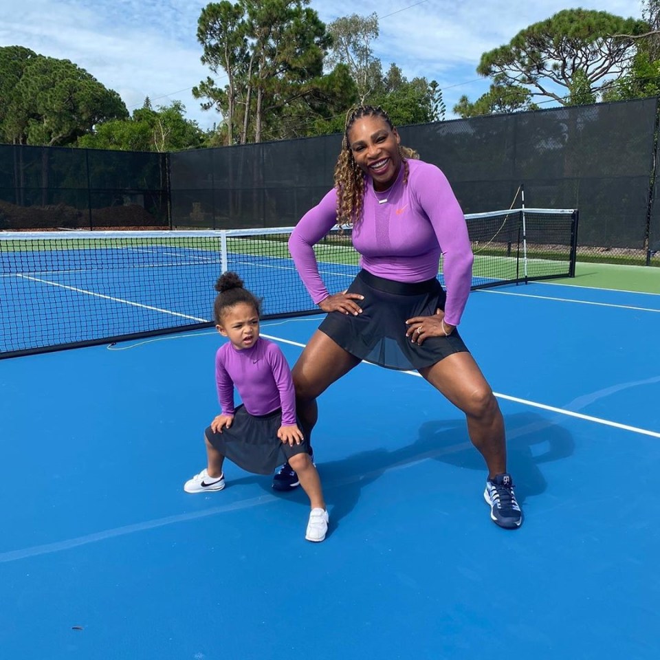 Here Serena Williams and two-year-old Olympia look perfect in tennis gear