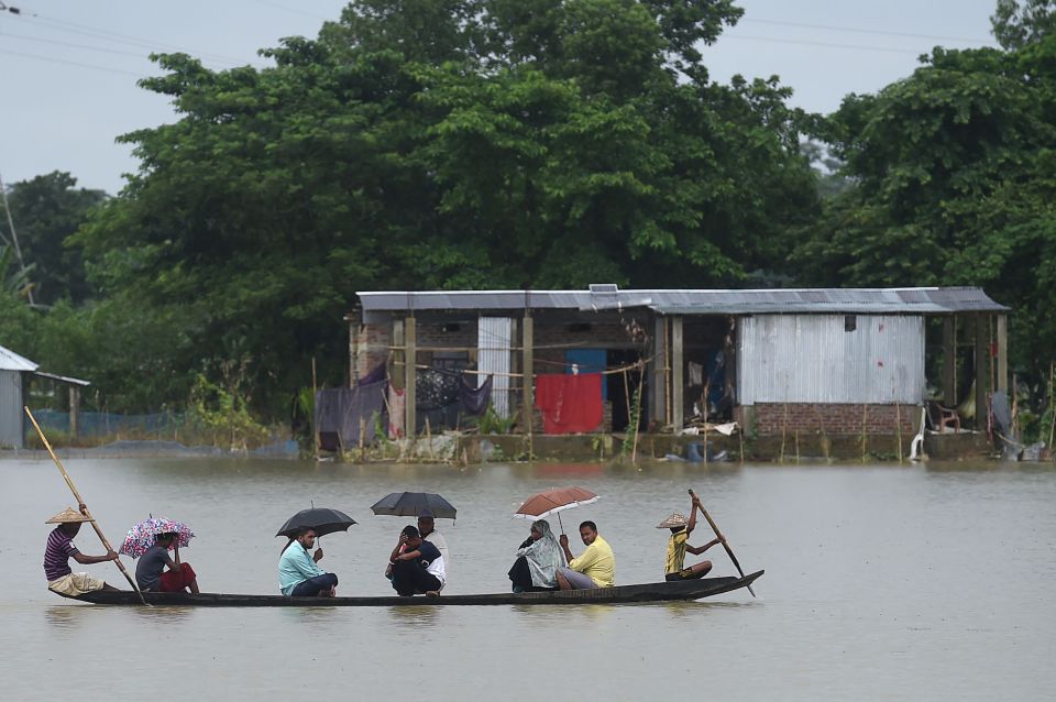 Indian floods have affected villagers, Morigaon district, Assam, India