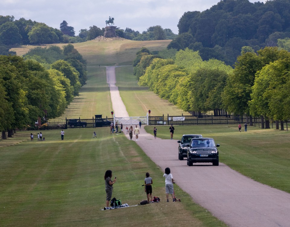 The Queen and Prince Philip were driven on the Long Walk this morning