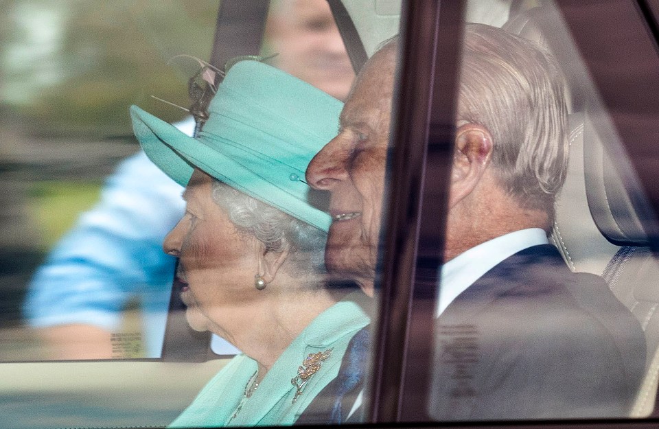 The Queen and Prince Philip arrive at the wedding