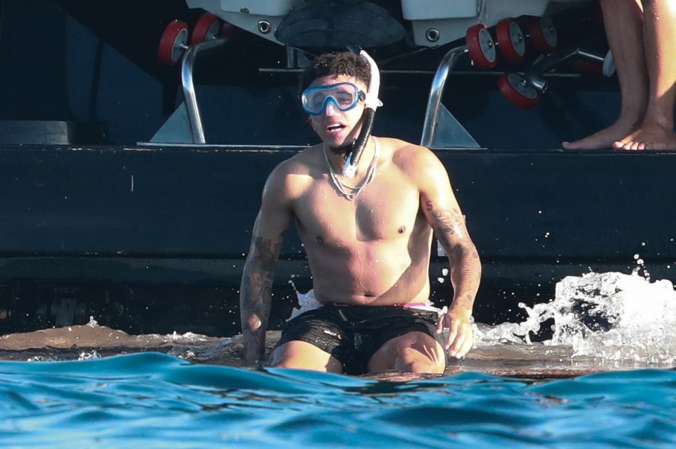 The star went snorkelling off the back of a luxury yacht