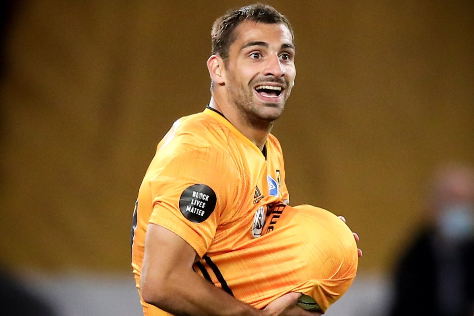 Jonny celebrates after scoring Wolves' second in their win over Crystal Palace