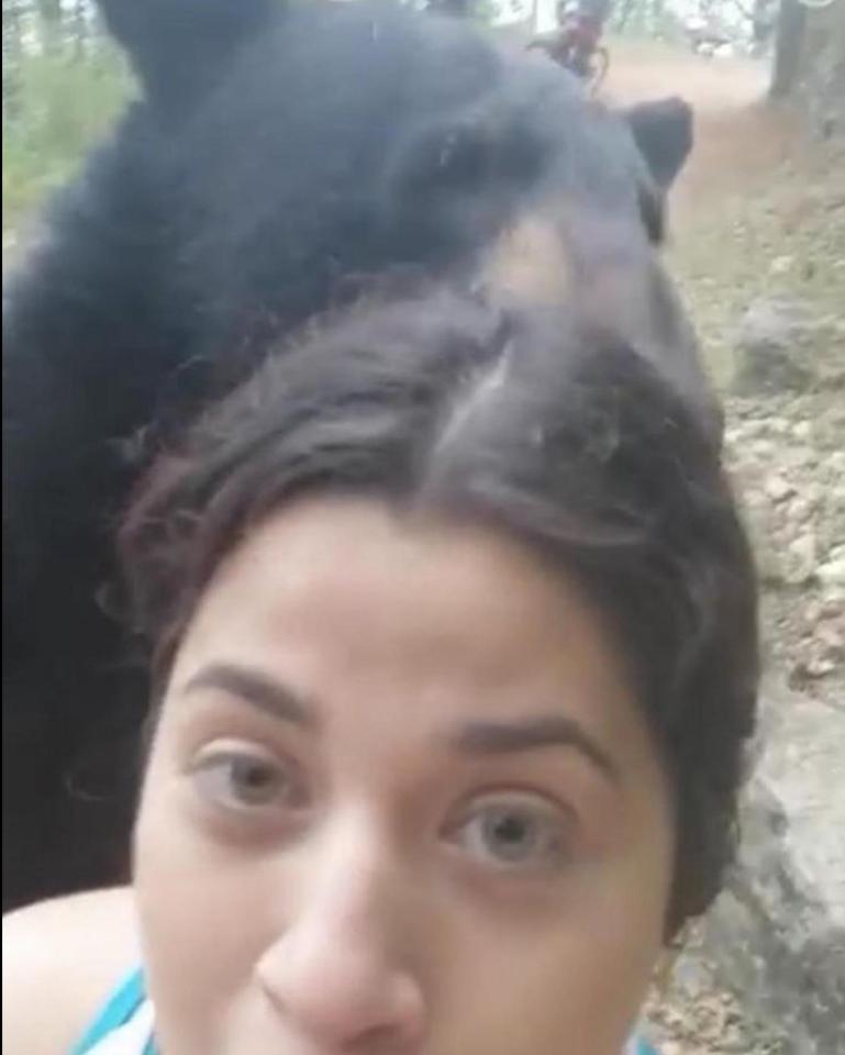 A woman's selfie with a bear at an ecological park went viral