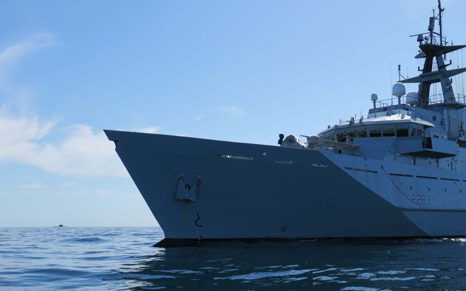 The Russian vessel headed through the Strait of Dover into the North Sea