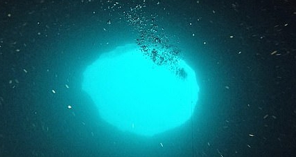 This is the view from inside a different underwater sinkhole called the Amberjack Hole