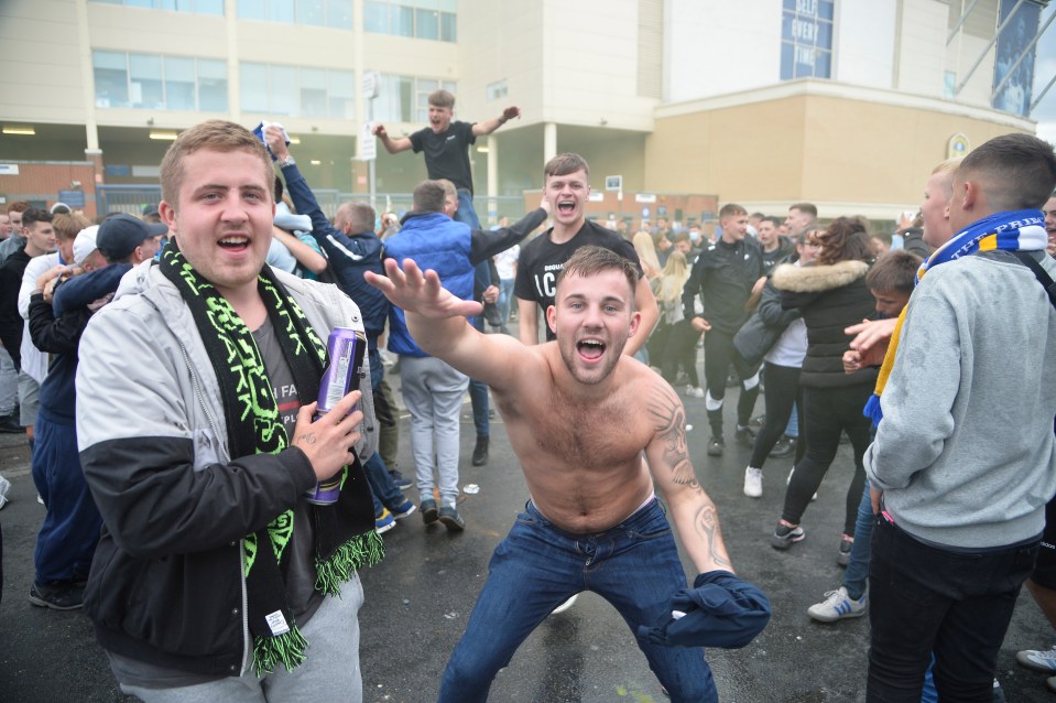 There were scenes of jubilation outside Elland Road